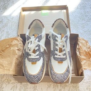 Madewell kickoff trainer sneakers in leather and spot mix calf hair - Size 10